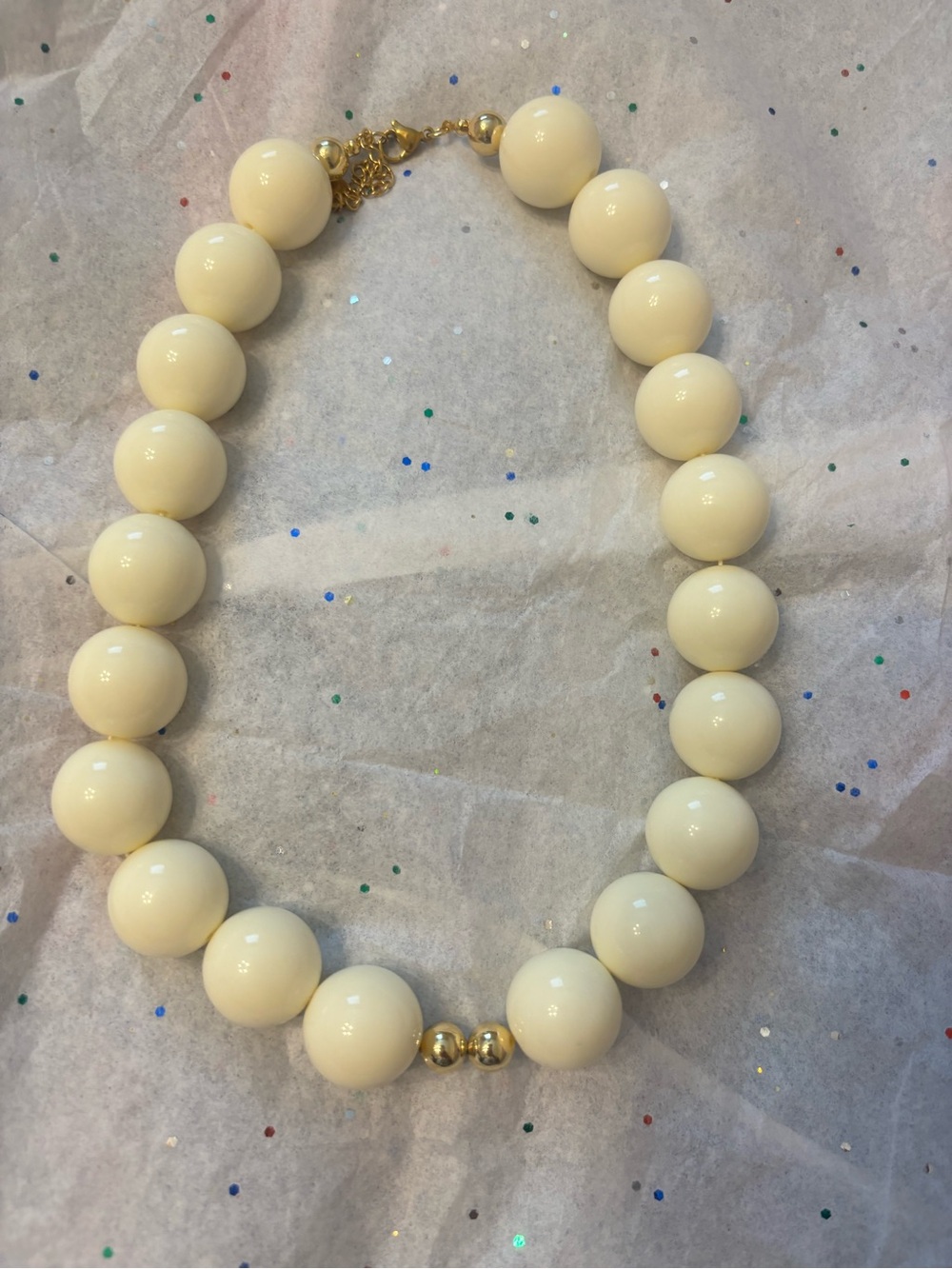 Cream Beaded Statement Necklace - Unbranded